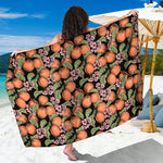 Apricot And Flower Pattern Print Beach Sarong Wrap