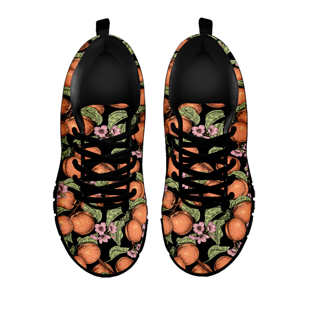 Apricot And Flower Pattern Print Black Sneakers