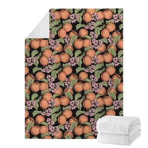 Apricot And Flower Pattern Print Blanket