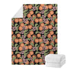 Apricot And Flower Pattern Print Blanket