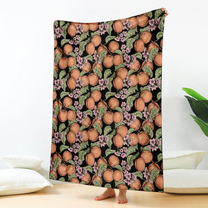 Apricot And Flower Pattern Print Blanket