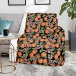 Apricot And Flower Pattern Print Blanket