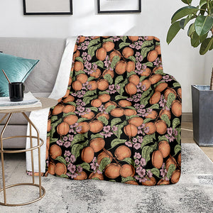 Apricot And Flower Pattern Print Blanket