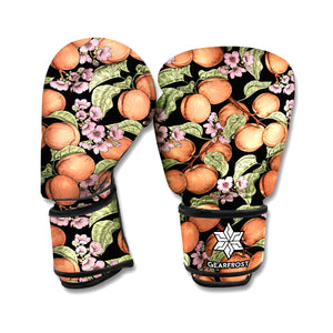 Apricot And Flower Pattern Print Boxing Gloves