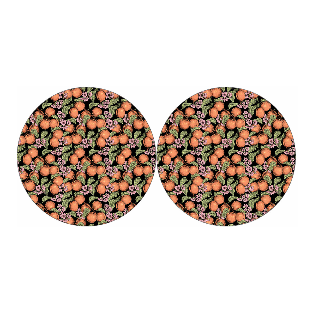Apricot And Flower Pattern Print Car Coasters