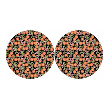 Apricot And Flower Pattern Print Car Coasters