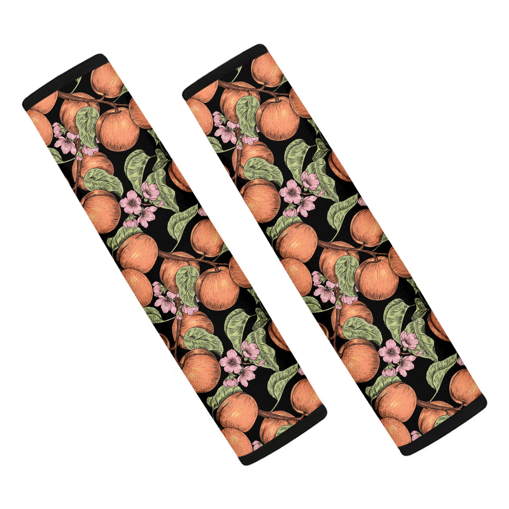 Apricot And Flower Pattern Print Car Seat Belt Covers