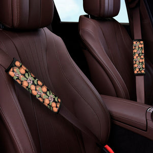 Apricot And Flower Pattern Print Car Seat Belt Covers