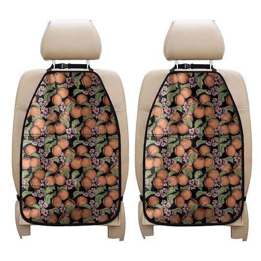 Apricot And Flower Pattern Print Car Seat Organizers