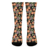 Apricot And Flower Pattern Print Crew Socks