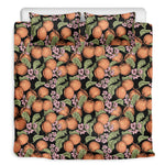 Apricot And Flower Pattern Print Duvet Cover Bedding Set