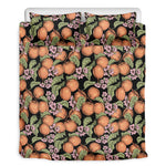 Apricot And Flower Pattern Print Duvet Cover Bedding Set