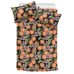 Apricot And Flower Pattern Print Duvet Cover Bedding Set