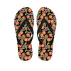 Apricot And Flower Pattern Print Flip Flops