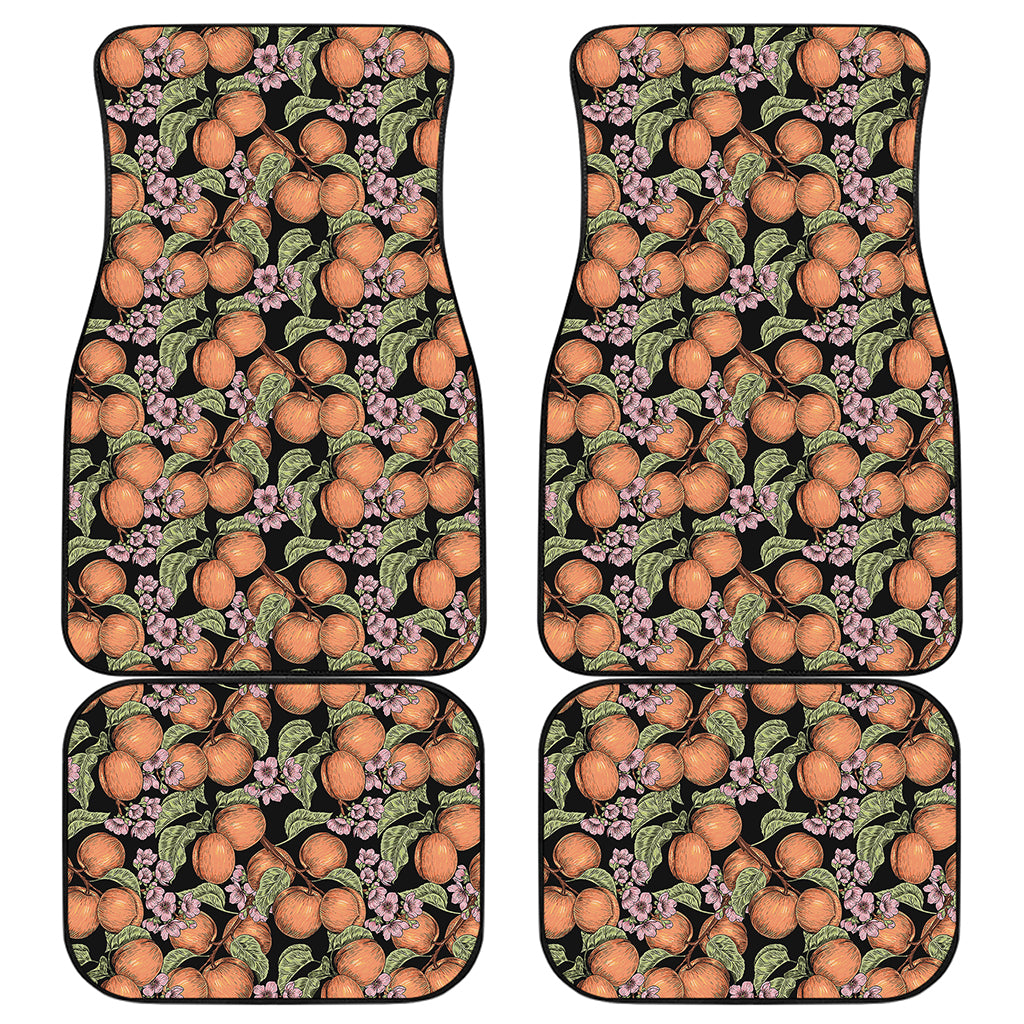 Apricot And Flower Pattern Print Front and Back Car Floor Mats