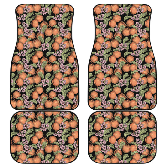 Apricot And Flower Pattern Print Front and Back Car Floor Mats
