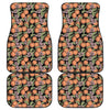 Apricot And Flower Pattern Print Front and Back Car Floor Mats