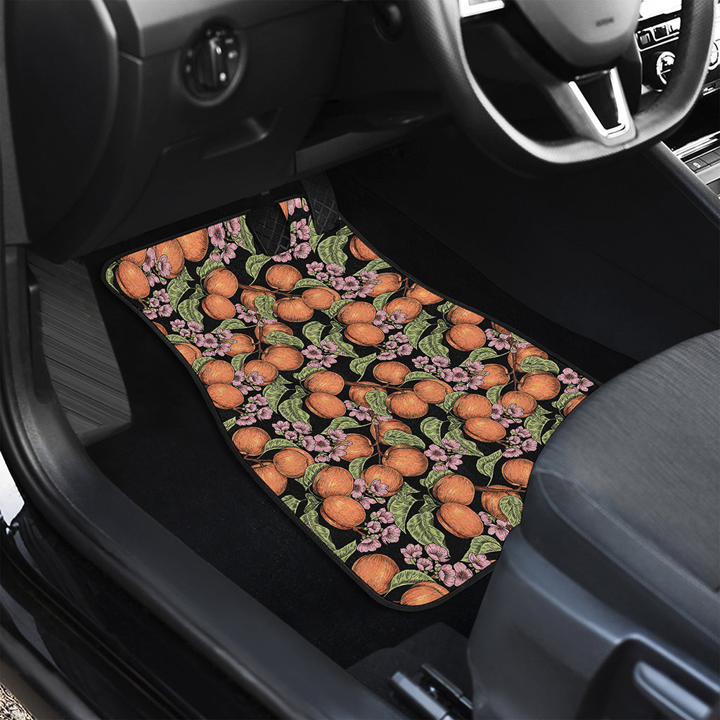 Apricot And Flower Pattern Print Front and Back Car Floor Mats