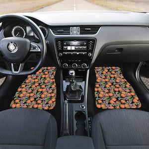 Apricot And Flower Pattern Print Front Car Floor Mats