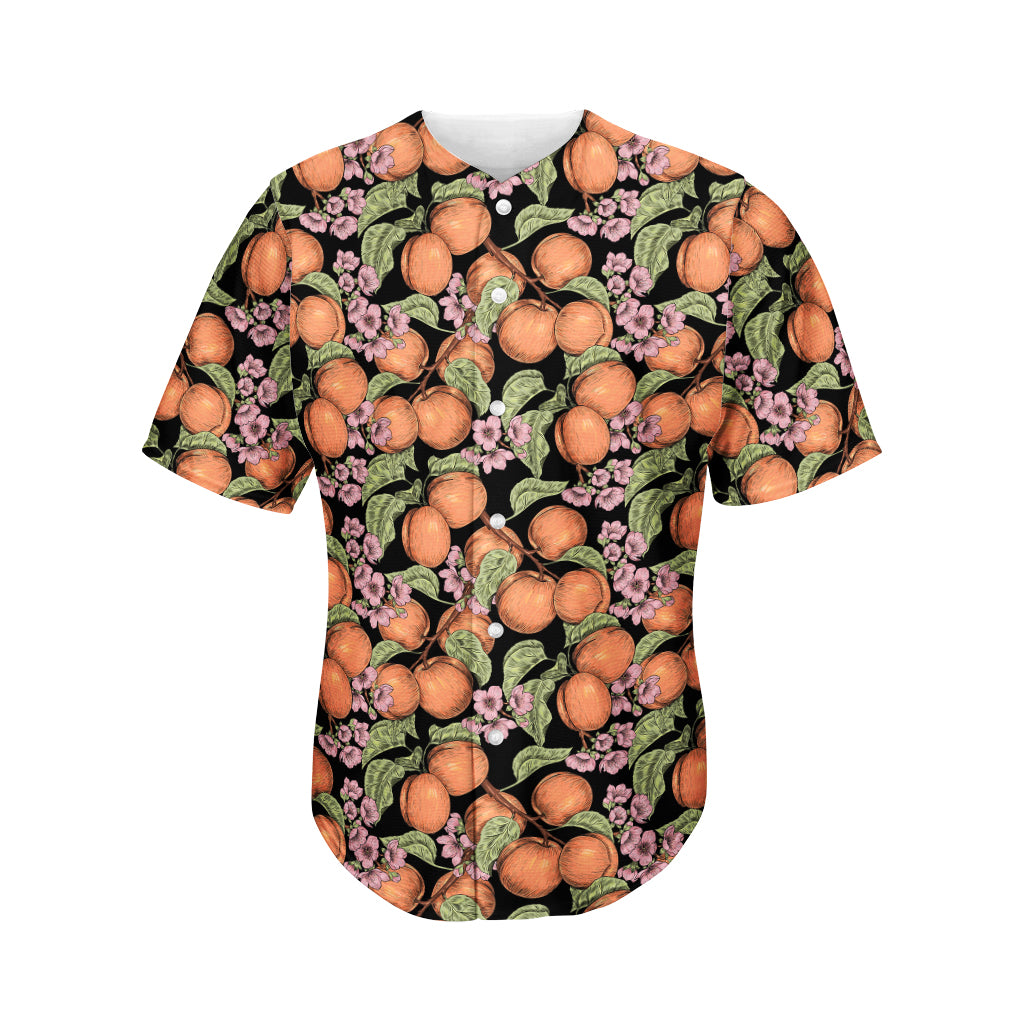 Apricot And Flower Pattern Print Men's Baseball Jersey