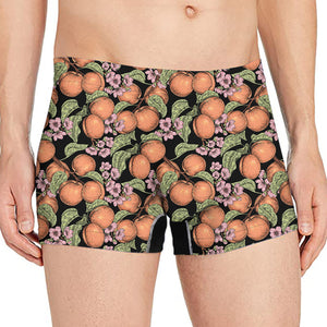 Apricot And Flower Pattern Print Men's Boxer Briefs