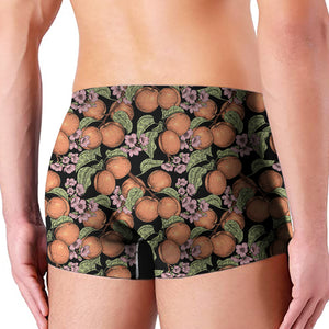 Apricot And Flower Pattern Print Men's Boxer Briefs