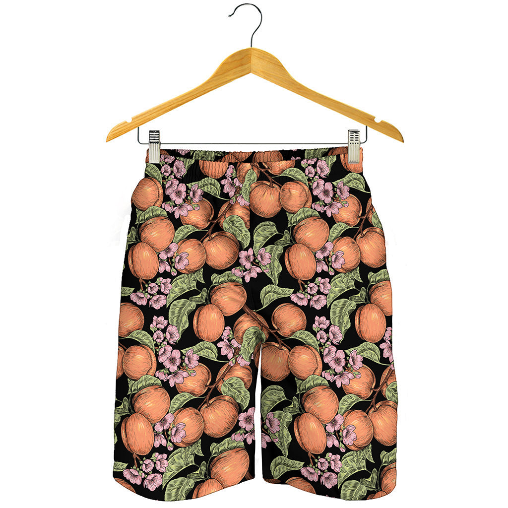 Apricot And Flower Pattern Print Men's Shorts