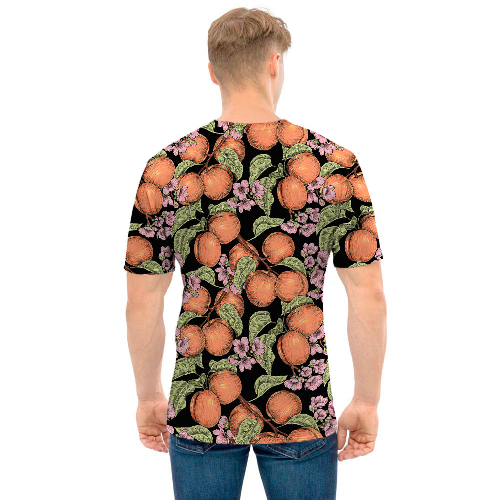 Apricot And Flower Pattern Print Men's T-Shirt