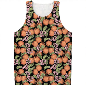 Apricot And Flower Pattern Print Men's Tank Top