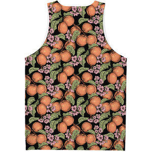 Apricot And Flower Pattern Print Men's Tank Top