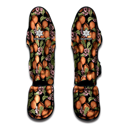 Apricot And Flower Pattern Print Muay Thai Shin Guard