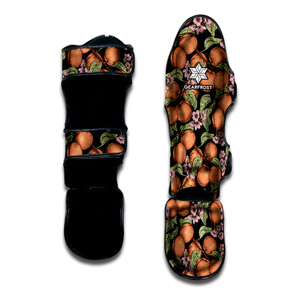 Apricot And Flower Pattern Print Muay Thai Shin Guard