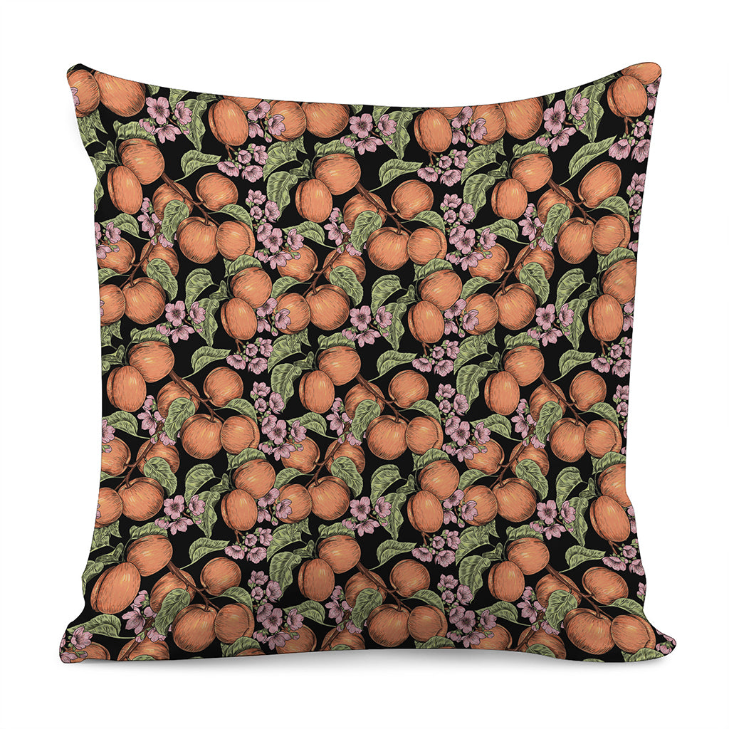 Apricot And Flower Pattern Print Pillow Cover