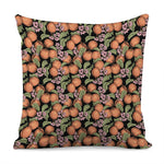 Apricot And Flower Pattern Print Pillow Cover