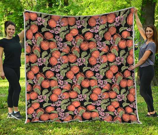 Apricot And Flower Pattern Print Quilt