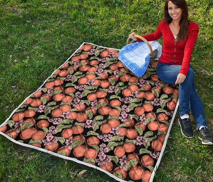 Apricot And Flower Pattern Print Quilt