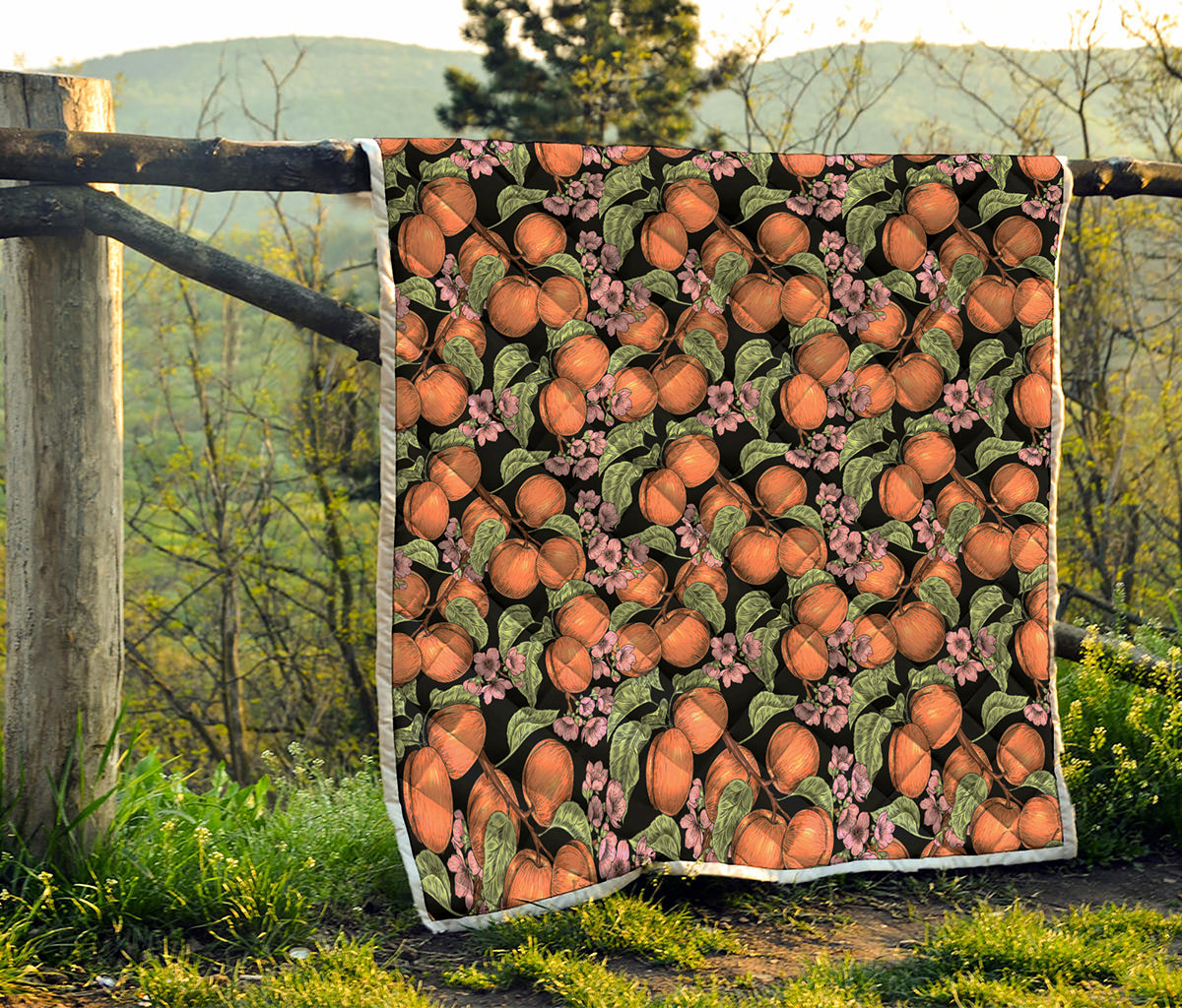 Apricot And Flower Pattern Print Quilt