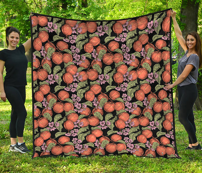 Apricot And Flower Pattern Print Quilt