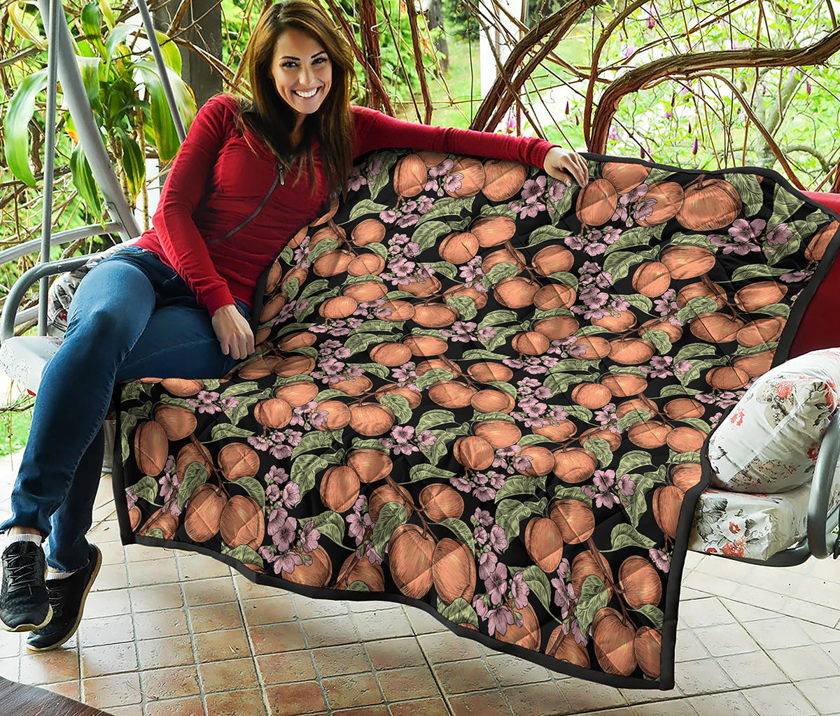 Apricot And Flower Pattern Print Quilt