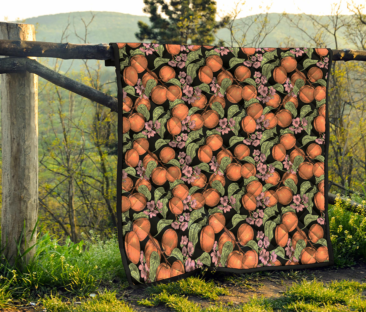Apricot And Flower Pattern Print Quilt