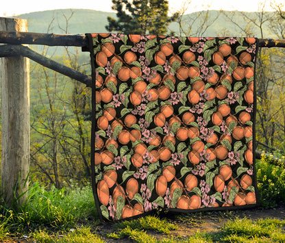 Apricot And Flower Pattern Print Quilt