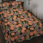 Apricot And Flower Pattern Print Quilt Bed Set