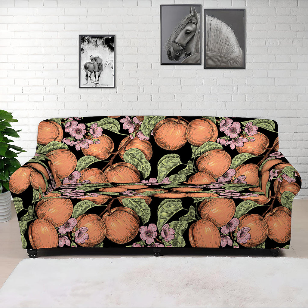 Apricot And Flower Pattern Print Sofa Cover