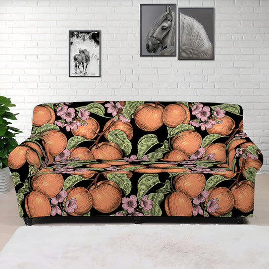 Apricot And Flower Pattern Print Sofa Cover