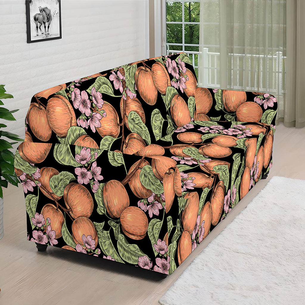 Apricot And Flower Pattern Print Sofa Cover