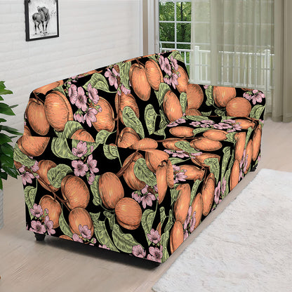 Apricot And Flower Pattern Print Sofa Cover