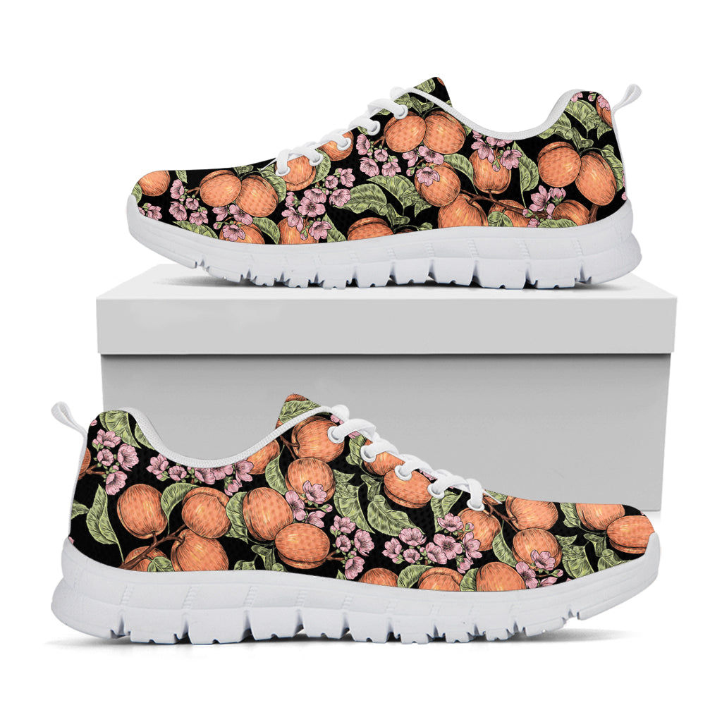 Apricot And Flower Pattern Print White Sneakers