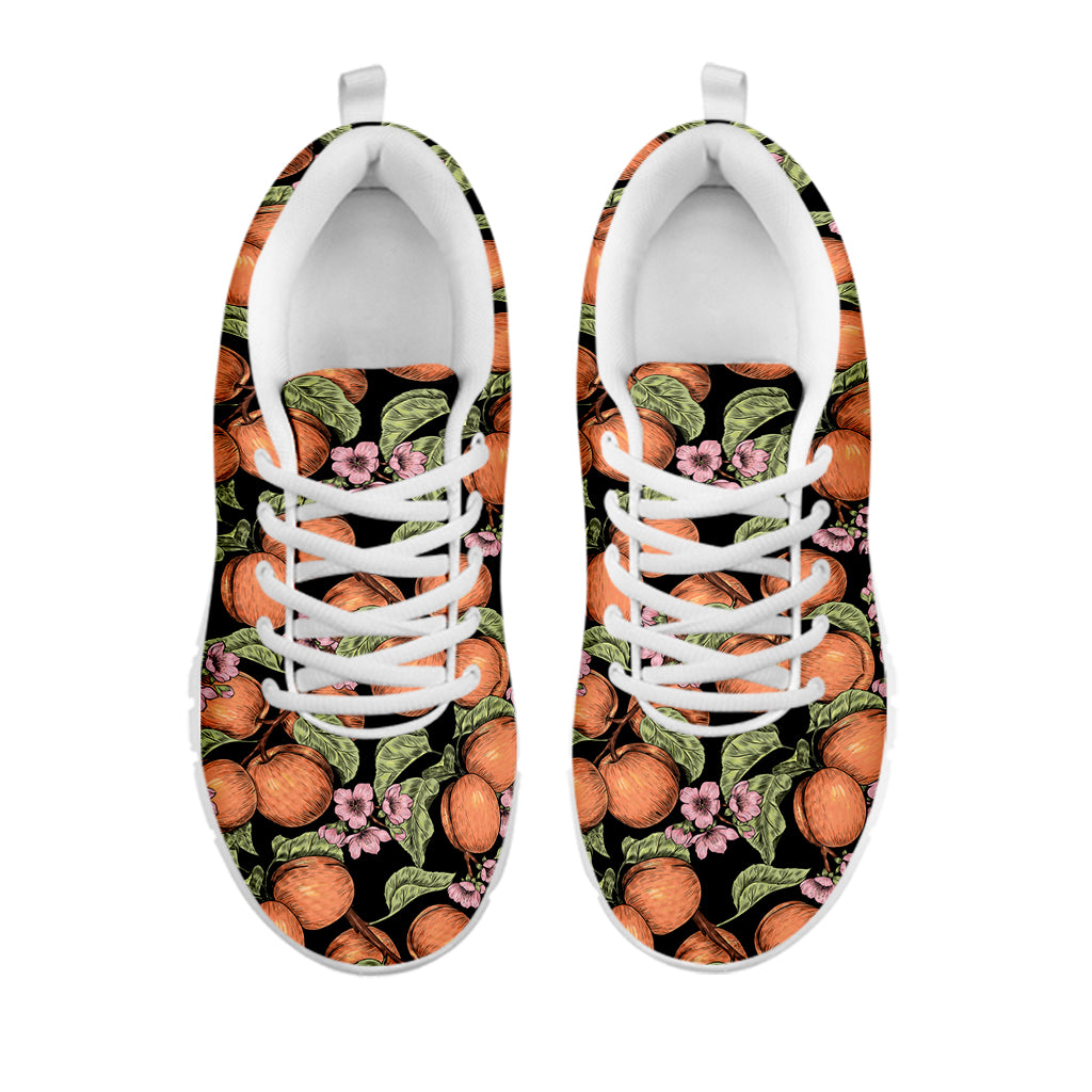 Apricot And Flower Pattern Print White Sneakers