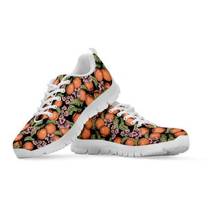 Apricot And Flower Pattern Print White Sneakers