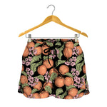 Apricot And Flower Pattern Print Women's Shorts